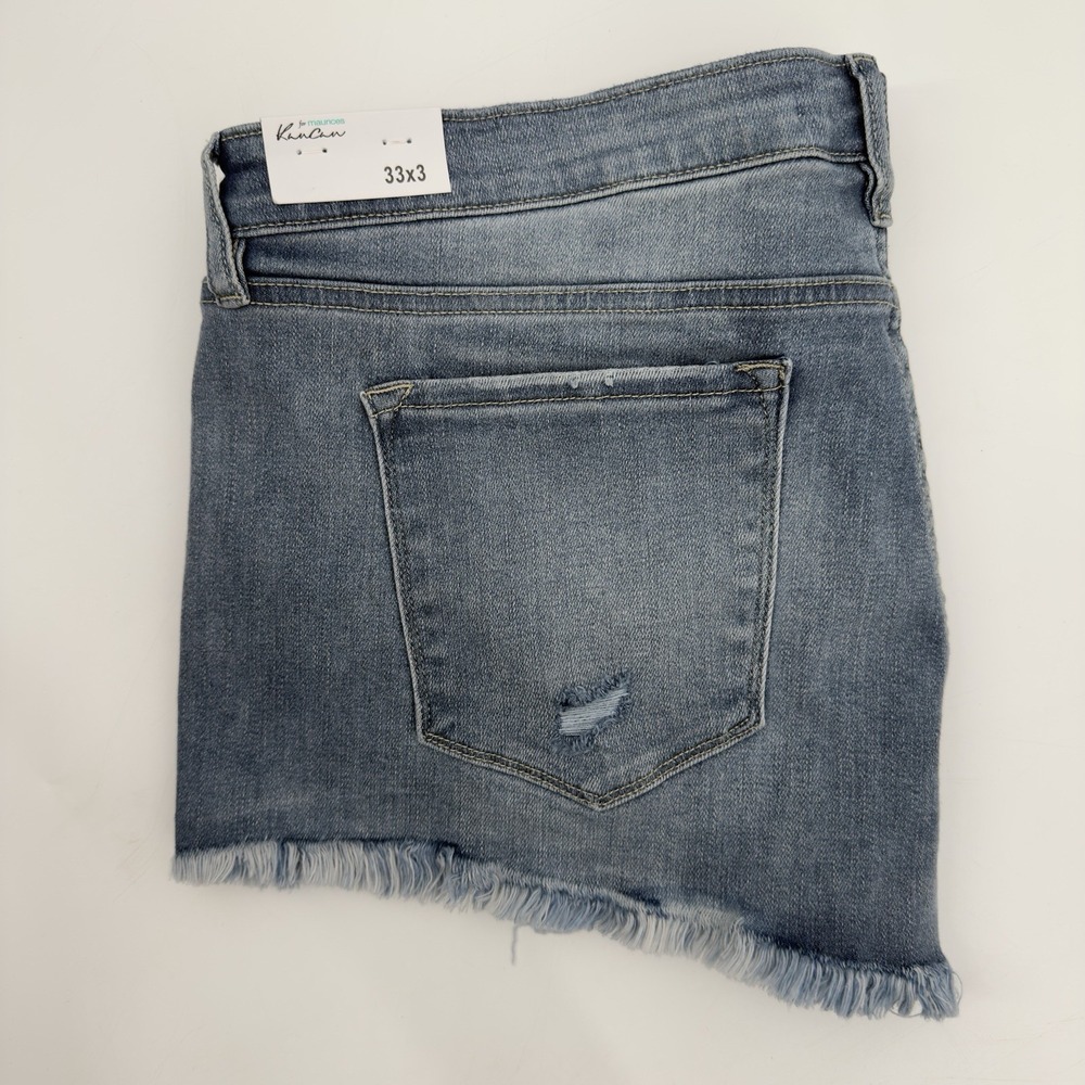 KanCan Distressed Low Rise Denim Shorts Women's Size 33 X‎ 3 Raw Hem 140536 NEW